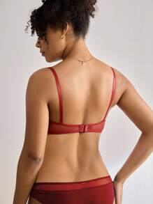 BloomMama Plain Burgundy Maternity Bra With Elegant Scallop Lace For Nursing Moms Burgundy Bralette Nursing Bra - Burgundy - View 2