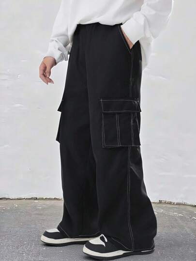 SHEIN Mirajuku 1pc Teens' Outdoor Casual Cargo Pants With Topstitching, Suitable For Outdoor Activities All Seasons Chic Outfits For Autumn/Winter Fall