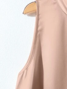 GlowEve 夏季优雅纯色系带吊带背心和半身裙两件套 - 卡其色 - 查看 3