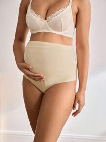BloomMama Ropa interior de maternidad para uso diario, sin costuras, de alta elasticidad, suave y de cintura alta, color beige - Beis - Ver 4