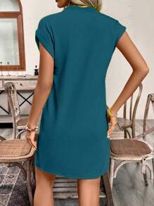 EMERY ROSE Plus Size Casual Solid Color Short Sleeve Dress