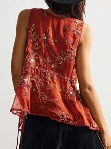 Bohemela 女士休闲梭织露背吊带衬衫 - 棕色 - 查看 7