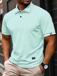 Manfinity Homme 男士休闲商务运动撞色条纹短袖 Polo 衫，夏季