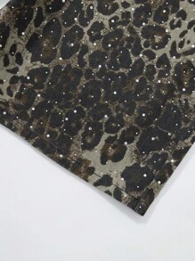 ROMWE MEN Street Life Spring/Summer Casual Leopard Men'S Loose Fit Pocket Leopard Print Denim Shorts - Multicolor - View 6