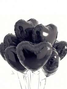 20pcs 18" Foil Heart Shaped Balloons For Wedding, Birthday, Proposal Party Decor,Christmas - Black - View 4