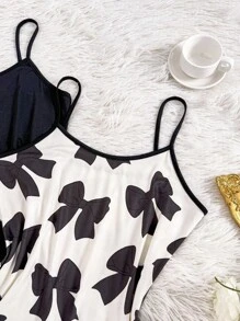 3 件套女士无袖迷你睡裙套装 - 纯色、蝴蝶印花、条纹印花