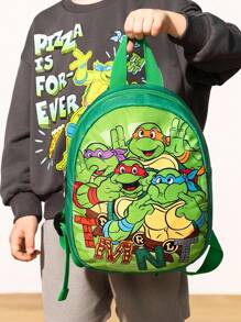 TEENAGE MUTANT NINJA TURTLES | SHEIN 1个可爱卡通图案涤纶背包，背包，可调节肩带，男女通用，适合返校季使用 - 綠色 - 查看 3