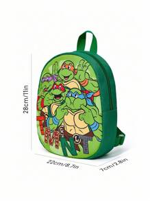 TEENAGE MUTANT NINJA TURTLES | SHEIN 1个可爱卡通图案涤纶背包，背包，可调节肩带，男女通用，适合返校季使用 - 綠色 - 查看 8