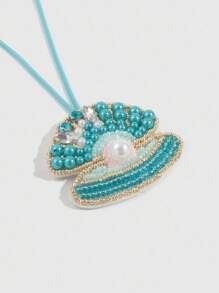 ROMWE Fairycore 1pc Colorful Bohemian Style Handmade Beaded Shiny Ocean Creature Pendant, Vacation Bag Charm Decor - Multicolor - View 5