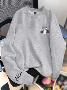 Claim Dot 男士卡通字母印花宽松圆领卫衣