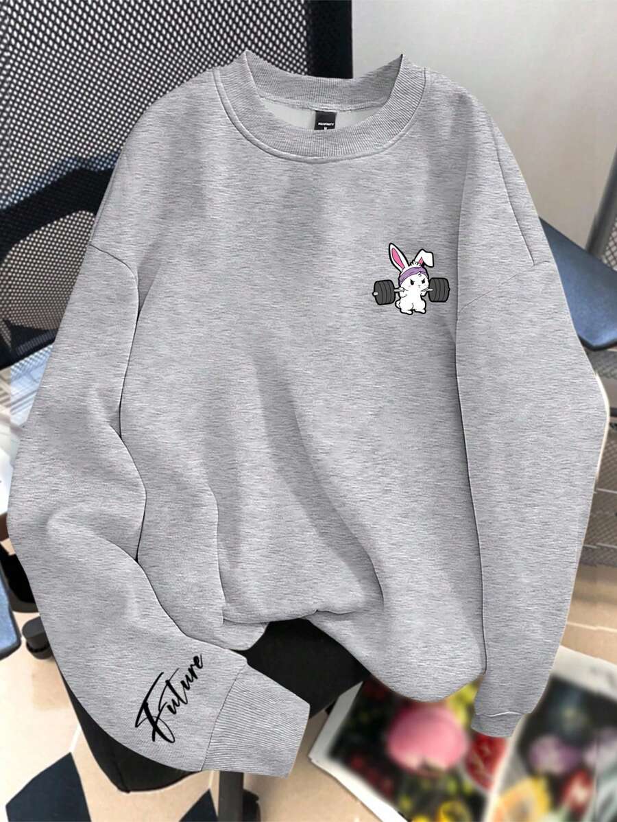 Claim Dot 男士卡通字母印花宽松圆领卫衣