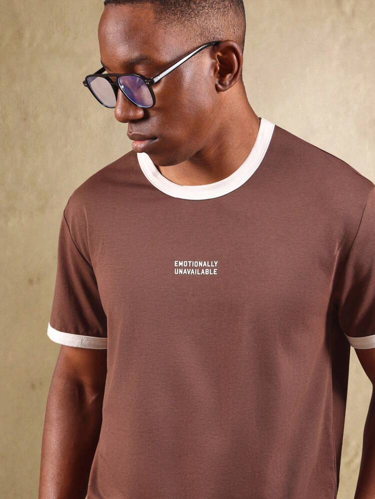 Ringer T Shirt With Statement Print Design