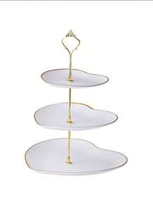 三层心形蛋糕架，适用于创意婚礼、生日派对、糖果、甜点、下午茶、情人节、情人节婚礼、生日、派对礼品、派对、情人节、黑色情人节、情人节婚礼 - 白色 - 查看 8