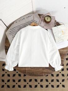 Girls' Sweet & Cute Peter Pan Collar Loose Blouse - White - View 3