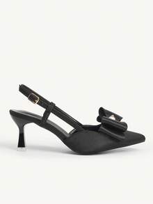 CUCCOO CHICEST Sandalias de tacón alto de satén negro con puntera puntiaguda, decoradas con cristales de Rhinestone y lazo con perlas, de estilo elegante, romántico y gótico, adecuadas para ocasiones formales, fiestas, bodas y vacaciones