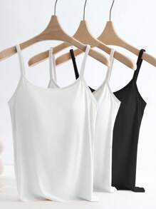 SHEIN LUNE 3pcs/Set Anti-Flashing Cami Tank Top With Built-In Padded, Comfortable