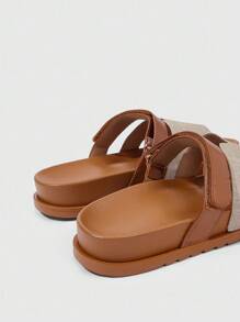 HighSole 女士时尚百搭平底凉鞋，夏季新风格 - 杏色 - 查看 8