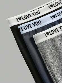 3pcs/Pack Teen Girl Minimalist Comfortable Letter Graphic Elastic Waist Briefs Fall Winter