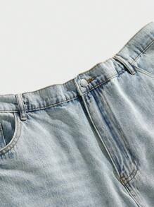 EASEVO Plus Size Men's Casual Denim Shorts, Suitable For Summer - Blue - View 4