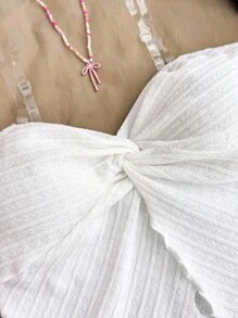 SHEIN Tween Girl Casual Minimalist Comfortable Cropped Asymmetric Hem Camisole