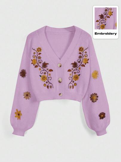 Hippie Women's Cottagecore Bohemian Embroidered Cardigan