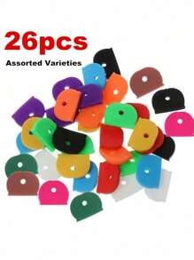 SHEIN 2.3cm*1.8cm*0.3cm Random Color Silicone Key Cover Set - Colorful PVC Key Covers For Key Organization And Identification, Various Sizes, Suitable For School, Office, Home, Travel, Bag, Organizer, Storage 52/26/11Pcs Optional - Multicolor - View 13