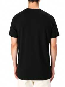 Hugo Boss Men's Letter Print Round Neck Short Sleeve Casual Versatile T-Shirt - 001 Black - View 2