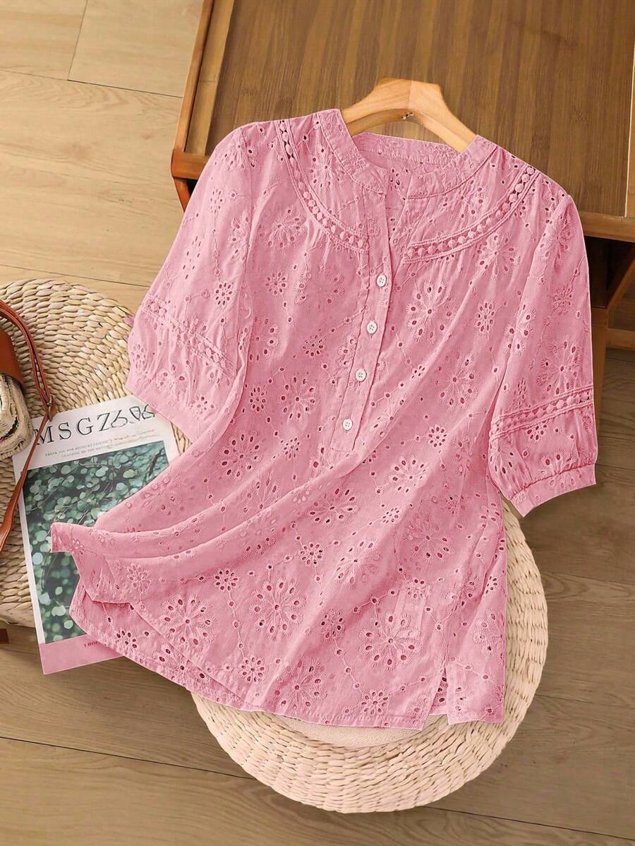 EMERY ROSE Women's Woven Casual Regular Summer Shirt - Pink - View 1