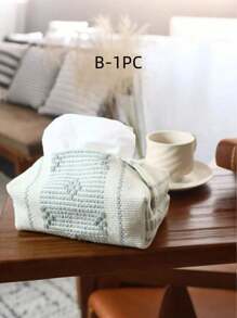 1 件简约风格编织布纸巾盒架，创意纸巾分配器适用于餐厅、客厅、汽车、纸巾套、家居用品、桌子、家居装饰、家居组织和存储、房间装饰、卧室房间装饰，简单编织，撞色波西米亚风格 - 彩色 - 查看 15