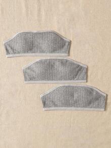 Tween Girl 3-Pack Fashion Simple Padded Non-Slip Tube Top Bras - Multicolor - View 1