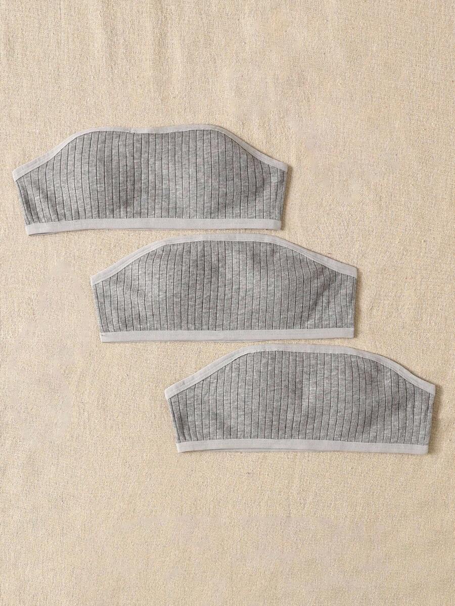 Tween Girl 3-Pack Fashion Simple Padded Non-Slip Tube Top Bras - Multicolor - View 1