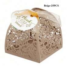 25 piezas/paquete Caja de caramelos de rosa con etiqueta de agradecimiento, caja de empaque de chocolate cortada con láser, ideal para boda, Día de San Valentín, cumpleaños, fiesta, decoración de regalo, Navidad, decoraciones, suministros