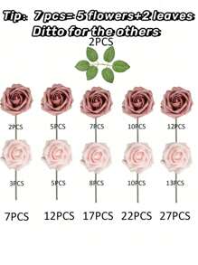 7/12/17/22/27 chiếc hoa hồng xốp giả 7,5 inch có thân hoa oải hương dùng để trang trí nhà cho phù dâu, cây giả, đồ trang trí Halloween, trang trí Giáng sinh và trang trí trở lại trường vào mùa thu - Nhiều màu - Xem 11