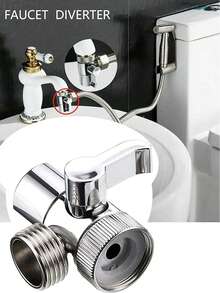 High Pressure Bidet Sprayer Kit - 304 Stainless Steel Toilet Cleaner With Faucet Connector For Bathroom - Silver - View 3