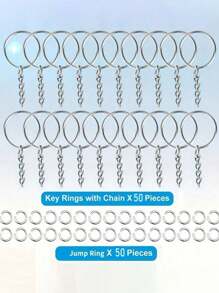 SHEIN 100pcs Keychain Making Kit - Complete Set Includes 50 Keychains And 50 Jump Rings