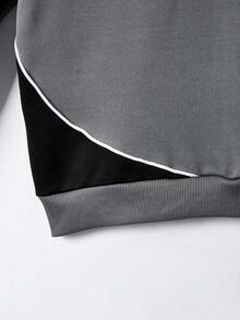 2 件青少年男童休闲插肩袖运动衫和运动裤套装，印花 - 深灰色 - 查看 4