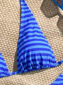 Swim Mod Striped Bikini Set For Beach Vacation For Summer - Multicolor - View 5