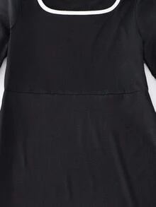 Tween Girls Pearl Beaded Pleated Pink Wide Strap Fitted Flared Formal Party Dress Fall Winter - Black - View 5