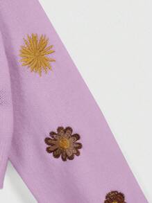 ROMWE Hippie 女士 Cottagecore 波西米亚刺绣开衫 - 紫色 - 查看 4