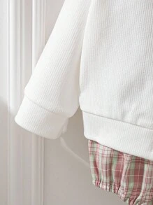 Souflis Souflis 2pcs Baby Girls Casual Retro Cardigan Jacket Long Sleeve Top And Plaid Retro Jumpsuit Set With Hat Baby Girl School Clothes Plaid Plaid Baby Clothes Baby Clothes Set Baby Girl Outfit Set Baby Girl Clothes Plaid Baby Girl Clothes Fall - Multicolor - View 3