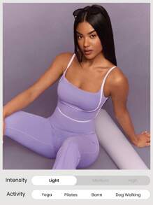 GLOWMODE Áo ngực thể thao dài cổ tròn hai tông màu FeatherFit™ dành cho yoga cường độ thấp, thích hợp mặc hàng ngày vào mùa xuân và mùa hè. - Màu Lilac Tím - Xem 7