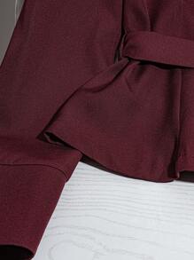 Áo khoác nữ cổ tròn tay dài màu trơn, cài nút đơn thanh lịch - Màu Đỏ Sâu - Xem 5