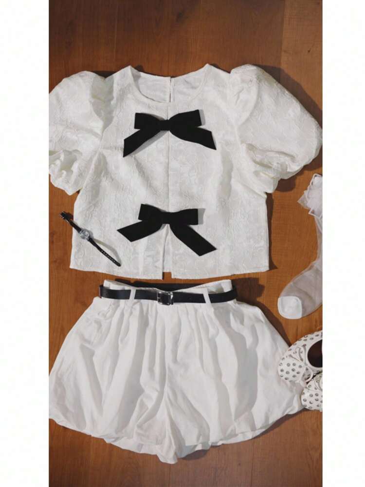 MOTF STUDIO BOW DETAIL SPLIT BLOUSE