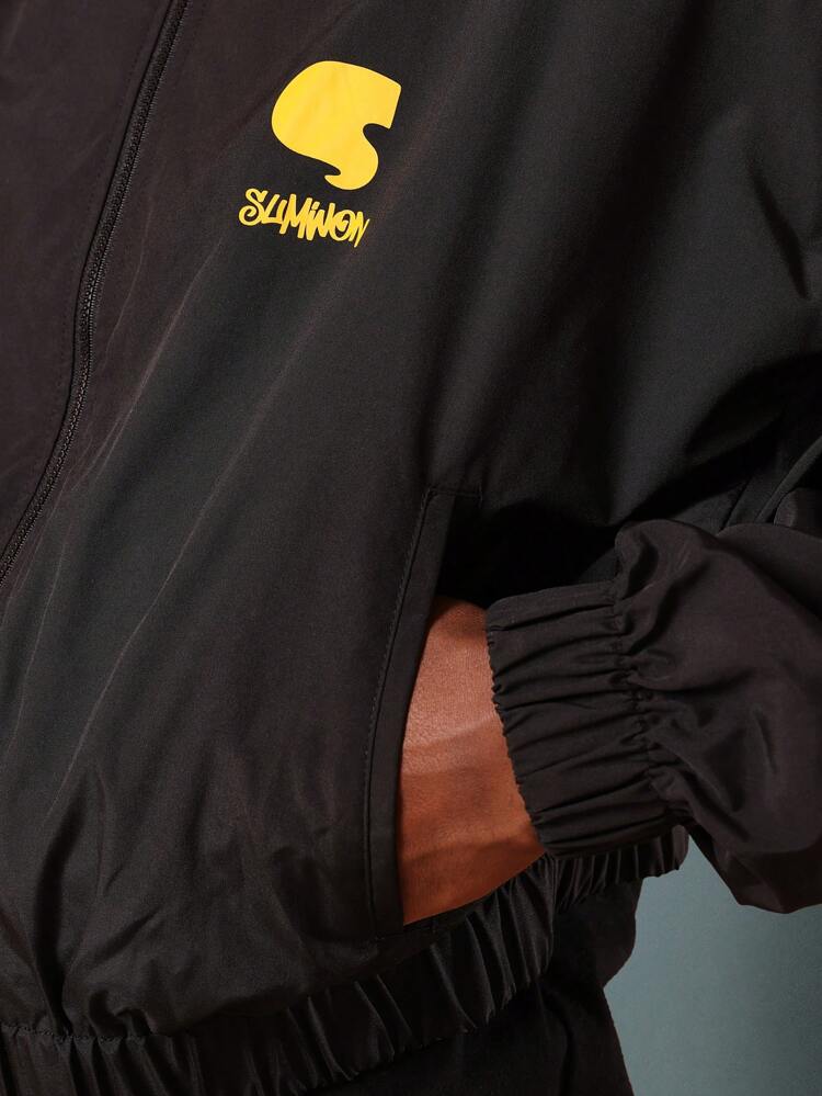 High Neck Windbreaker With Elasticated Waist And Cuffs
