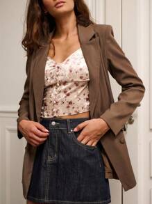 lacRébo 双排扣棕色西装外套 教师装 办公室装 商务休闲西装外套 - 棕色 - 查看 5