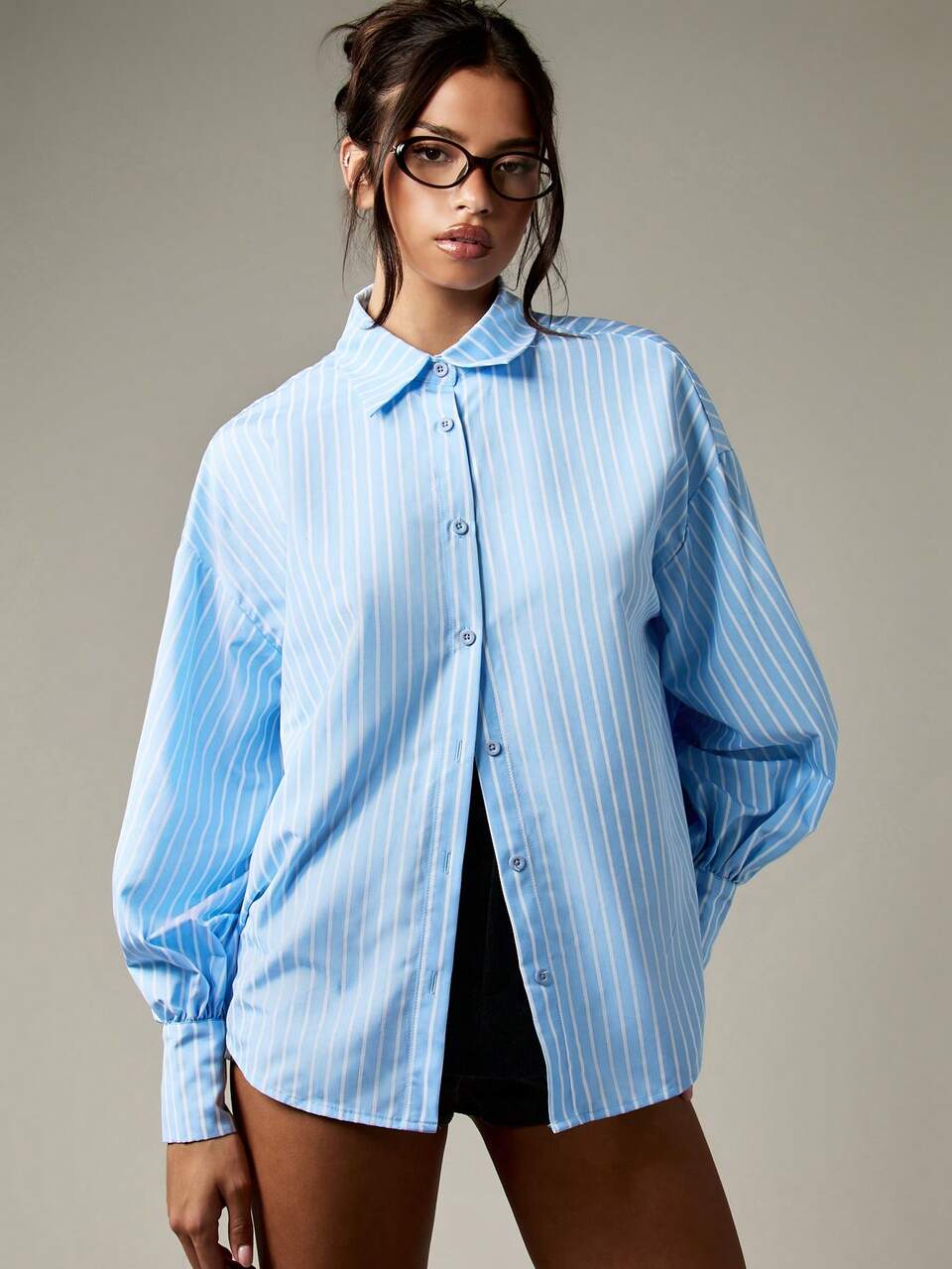 MISSGUIDED Striped Button Down Shirt With Open Back Tie Detail