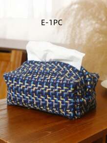 1 件简约风格编织布纸巾盒架，创意纸巾分配器适用于餐厅、客厅、汽车、纸巾套、家居用品、桌子、家居装饰、家居组织和存储、房间装饰、卧室房间装饰，简单编织，撞色波西米亚风格 - 彩色 - 查看 16