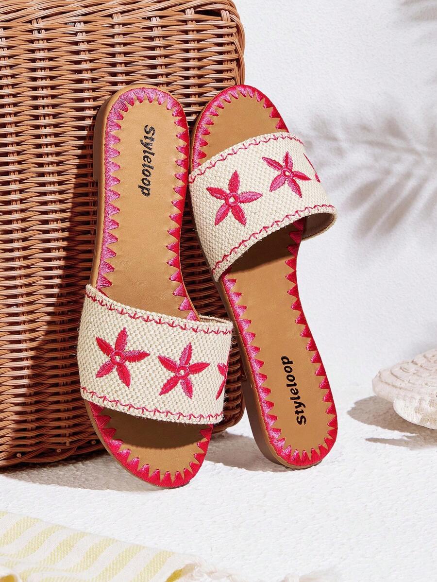 Styleloop Giày sandal đế bằng cho nữ, họa tiết dệt, phong cách Bohemian, thích hợp cho kỳ nghỉ, Halloween, Giáng sinh, tiệc tùng - trái cam - Xem 1