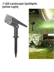 二合一太阳能LED聚光灯，户外超亮多色景观灯，适用于树木、庭院、花园、别墅装饰、路径照明 - 黑色 - 查看 14