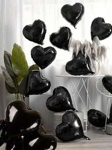 20pcs 18" Foil Heart Shaped Balloons For Wedding, Birthday, Proposal Party Decor,Christmas - Black - View 16